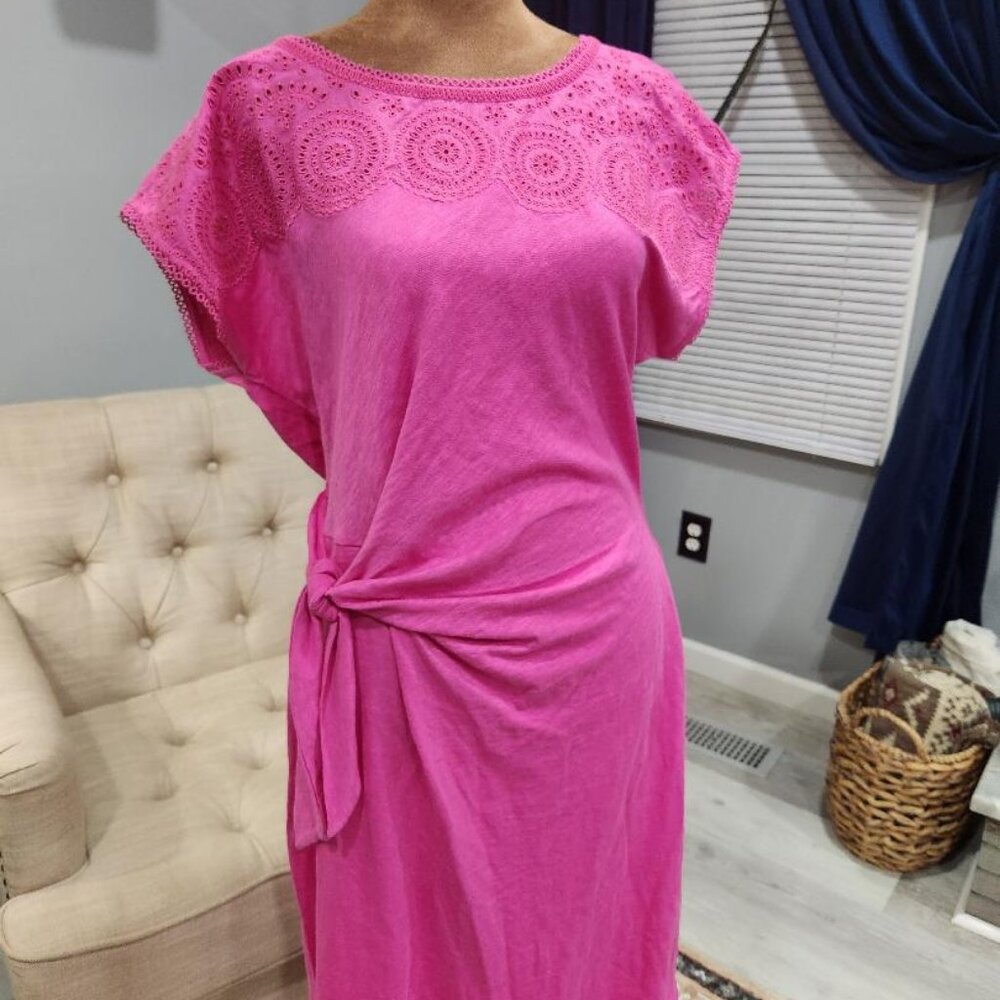 NWT Talbots Nantucket Slub Eyelet Yoke Shift Dress Sz Petite XL MSRP $90